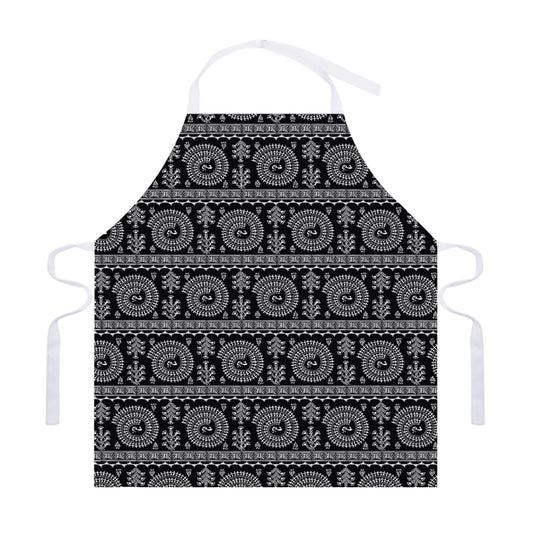 Black And White Warli Tribal Print Adjustable Apron
