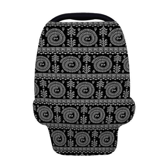 Black And White Warli Tribal Print Baby Seat Cover