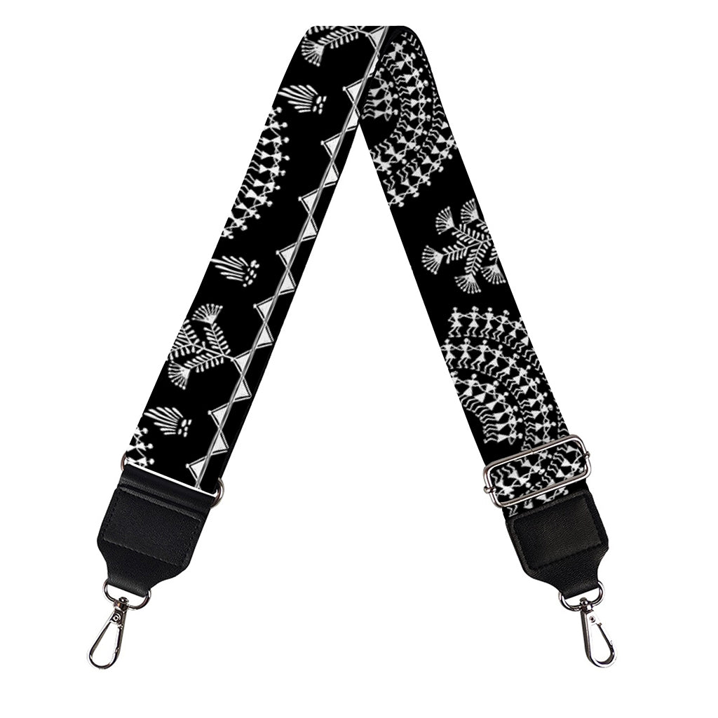 Black And White Warli Tribal Print Bag Strap