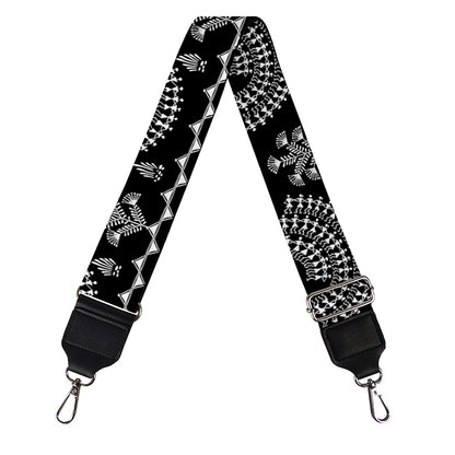 Black And White Warli Tribal Print Bag Strap
