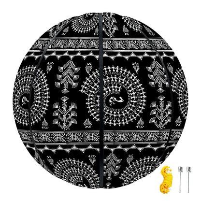 Black And White Warli Tribal Print Basketball