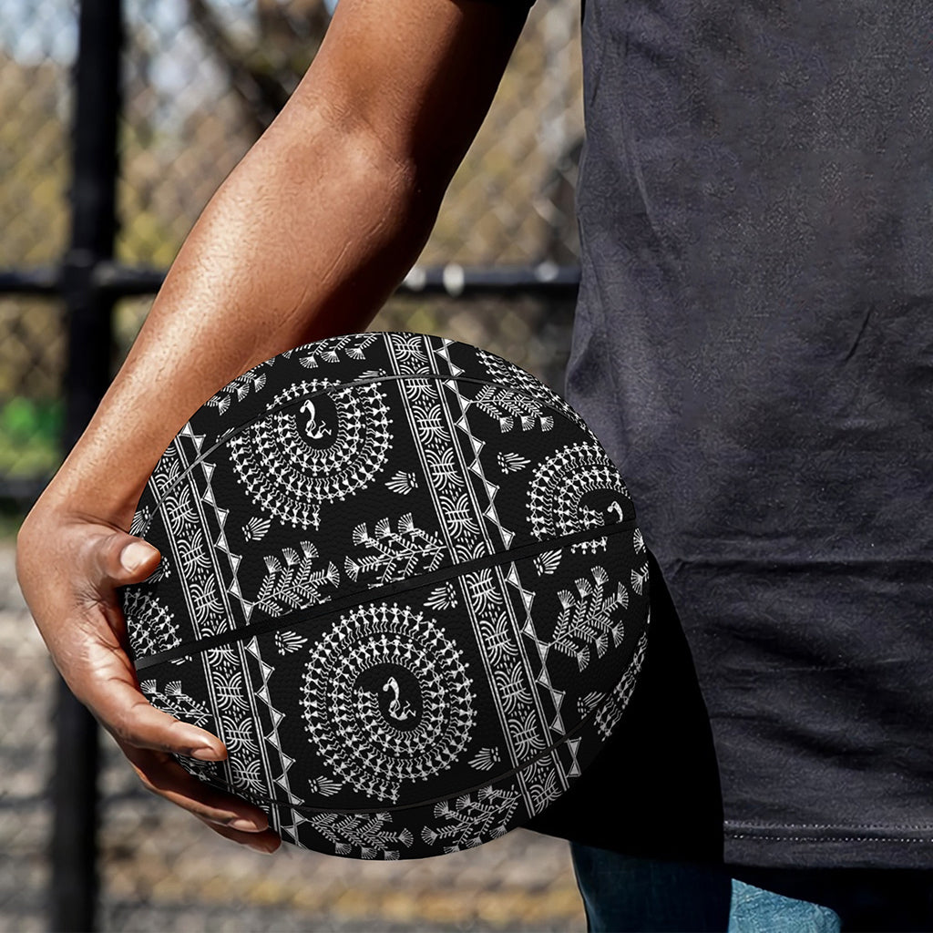 Black And White Warli Tribal Print Basketball