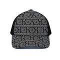 Black And White Warli Tribal Print Black Mesh Trucker Hat