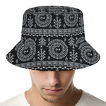 Black And White Warli Tribal Print Bucket Hat