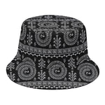 Black And White Warli Tribal Print Bucket Hat
