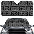 Black And White Warli Tribal Print Car Windshield Sun Shade