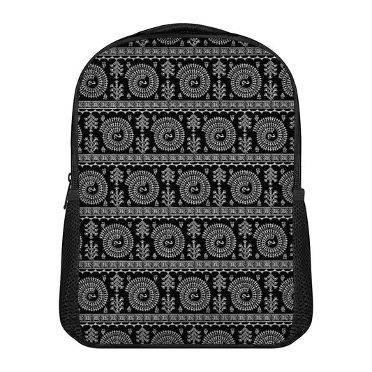 Black And White Warli Tribal Print Casual Backpack