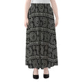 Black And White Warli Tribal Print Chiffon Maxi Skirt