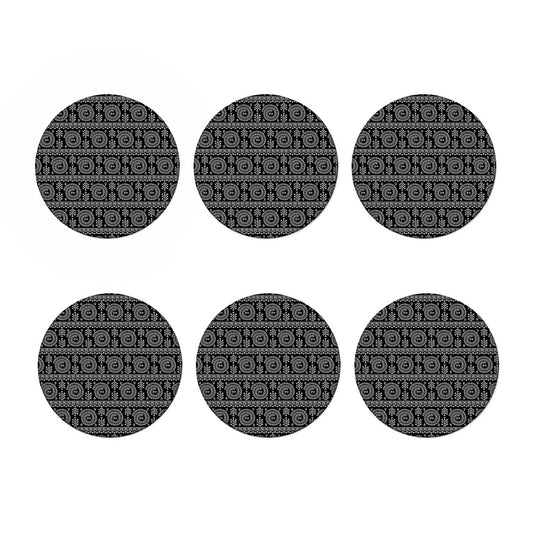 Black And White Warli Tribal Print Coaster Set