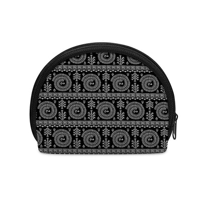 Black And White Warli Tribal Print Coin Purse