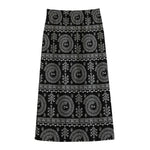 Black And White Warli Tribal Print Cotton Front Slit Maxi Skirt