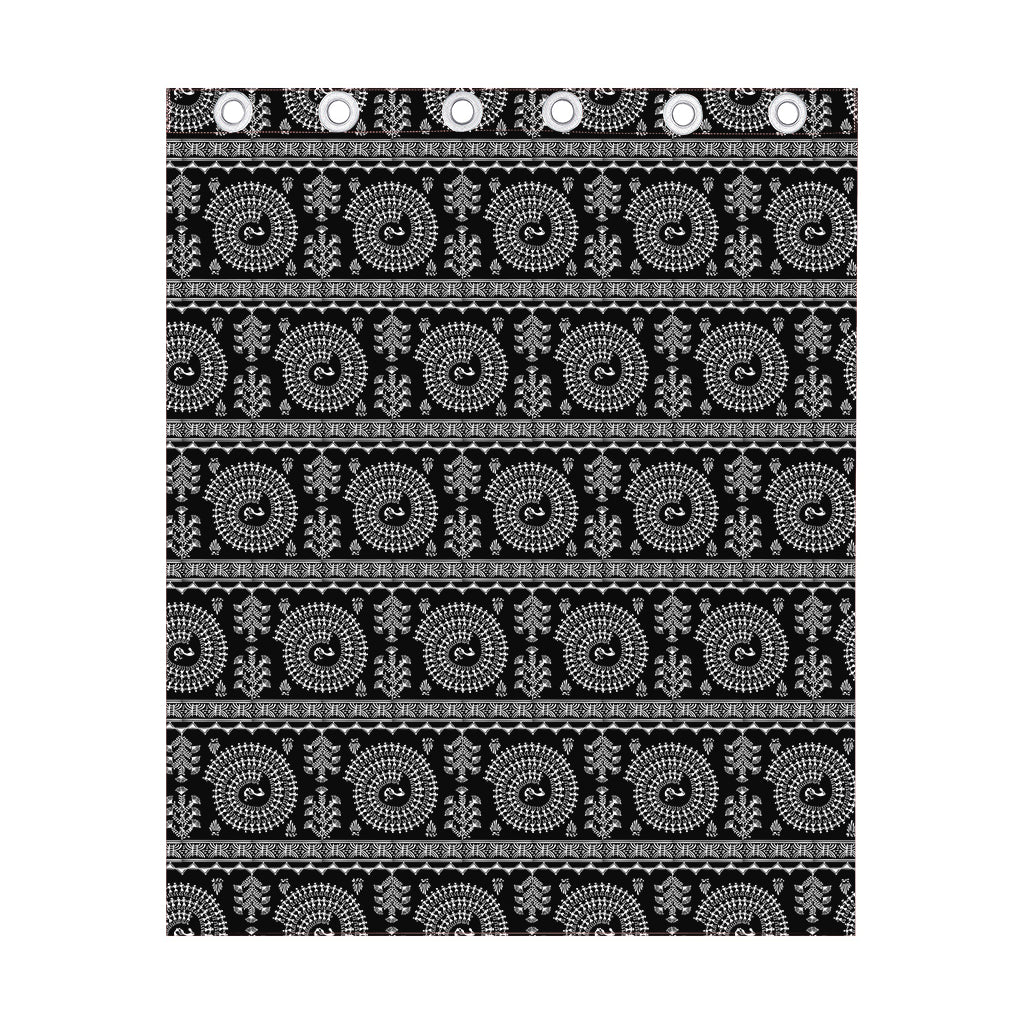 Black And White Warli Tribal Print Curtain