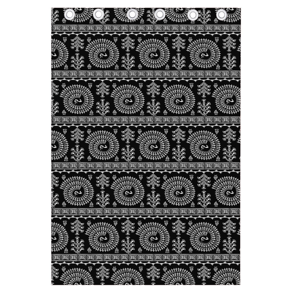 Black And White Warli Tribal Print Curtain