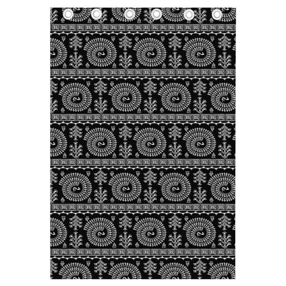 Black And White Warli Tribal Print Curtain