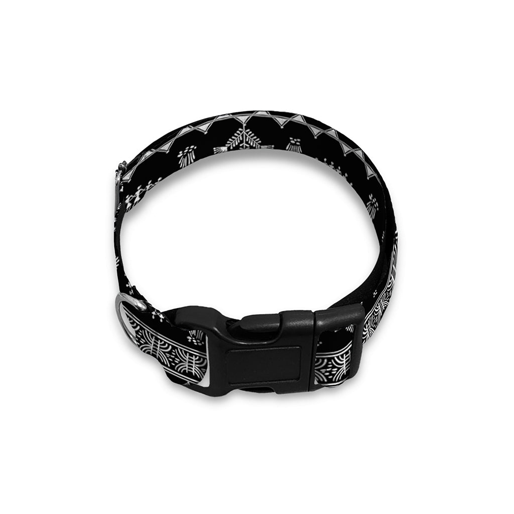 Black And White Warli Tribal Print Dog Collar