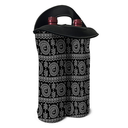 Black And White Warli Tribal Print Double Neoprene Wine Tote