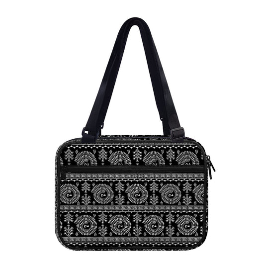 Black And White Warli Tribal Print Double Strap Bible Bag