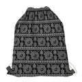 Black And White Warli Tribal Print Drawstring Bag