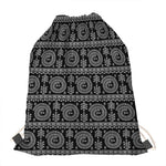 Black And White Warli Tribal Print Drawstring Bag
