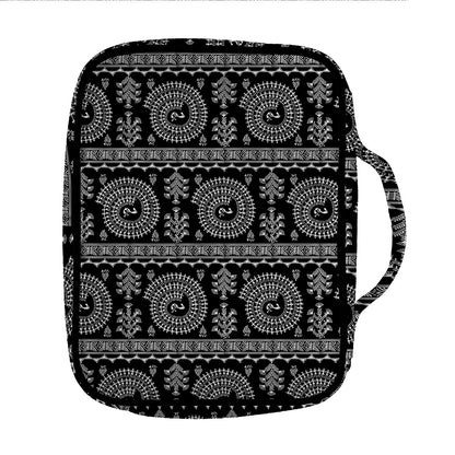 Black And White Warli Tribal Print Front Pocket Bible Bag