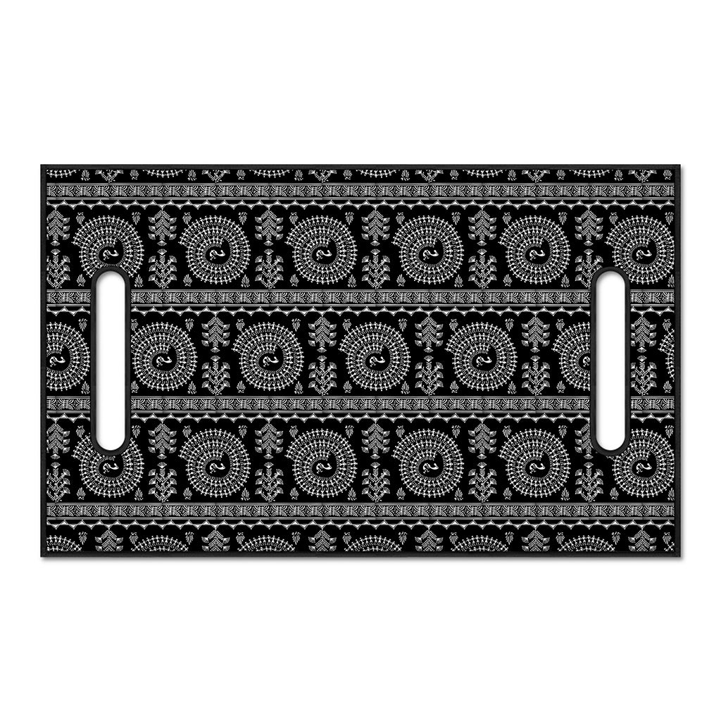 Black And White Warli Tribal Print Golf Cart Seat Cover