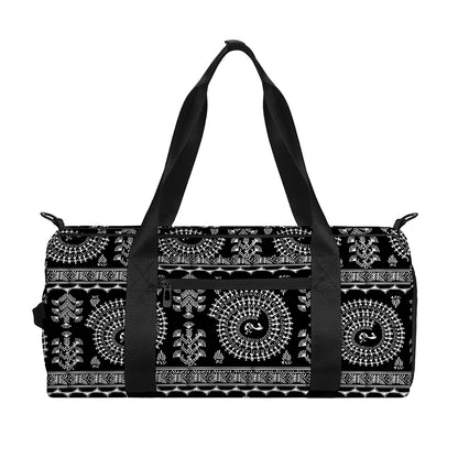 Black And White Warli Tribal Print Gym Bag