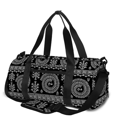 Black And White Warli Tribal Print Gym Bag
