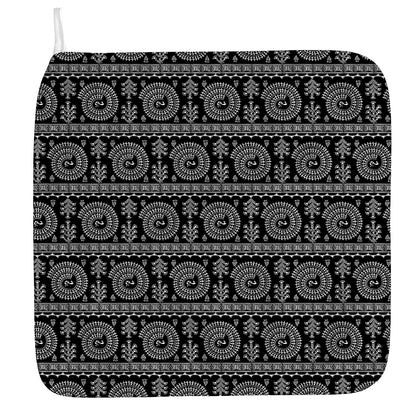 Black And White Warli Tribal Print Hand Towel