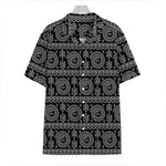 Black And White Warli Tribal Print Hawaiian Shirt