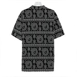 Black And White Warli Tribal Print Hawaiian Shirt