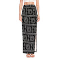 Black And White Warli Tribal Print High Slit Maxi Skirt