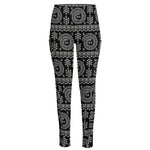 Black And White Warli Tribal Print High-Waisted Pocket Leggings