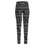 Black And White Warli Tribal Print High-Waisted Pocket Leggings