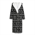 Black And White Warli Tribal Print Hooded Bathrobe