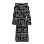Black And White Warli Tribal Print Hooded Bathrobe
