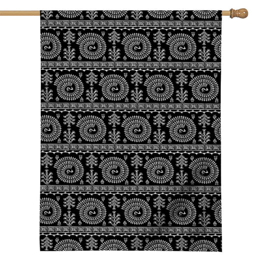 Black And White Warli Tribal Print House Flag