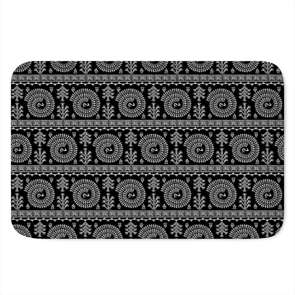 Black And White Warli Tribal Print Indoor Door Mat