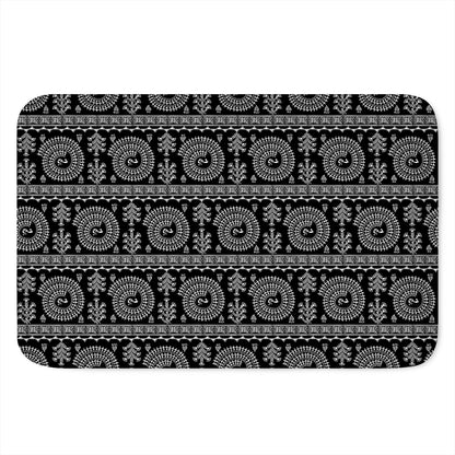 Black And White Warli Tribal Print Indoor Door Mat