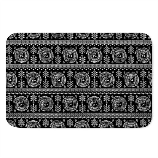 Black And White Warli Tribal Print Indoor Door Mat