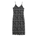 Black And White Warli Tribal Print Jersey Midi Cami Dress