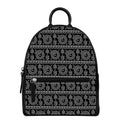 Black And White Warli Tribal Print Leather Backpack