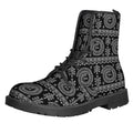 Black And White Warli Tribal Print Lace-Up Boots