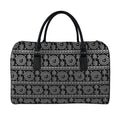 Black And White Warli Tribal Print Leather Duffel Bag