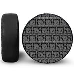Black And White Warli Tribal Print Leather Spare Tire Cover