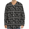 Black And White Warli Tribal Print Long Sleeve Baseball Jersey