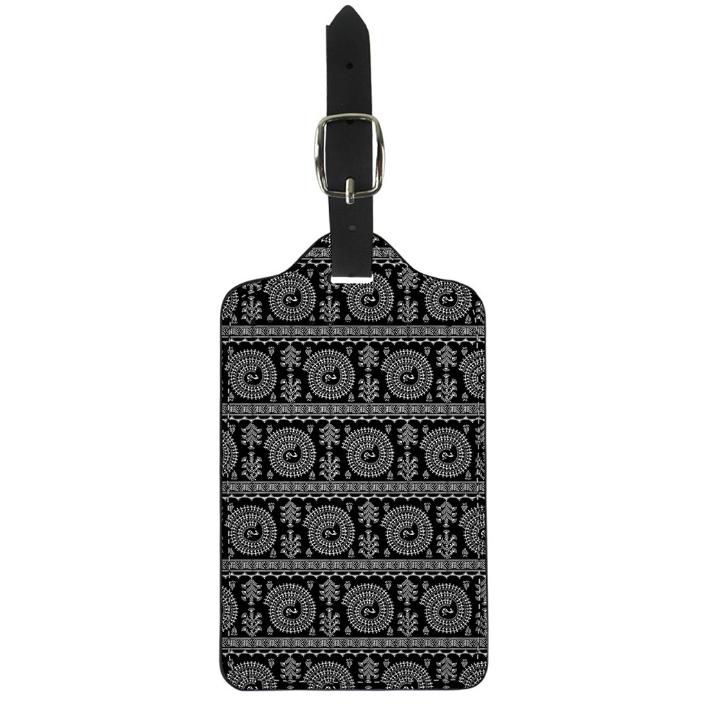 Black And White Warli Tribal Print Luggage Tag