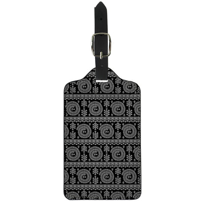 Black And White Warli Tribal Print Luggage Tag
