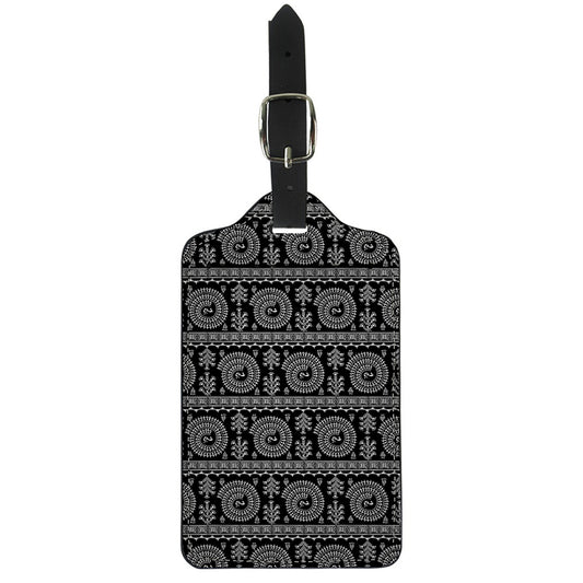 Black And White Warli Tribal Print Luggage Tag