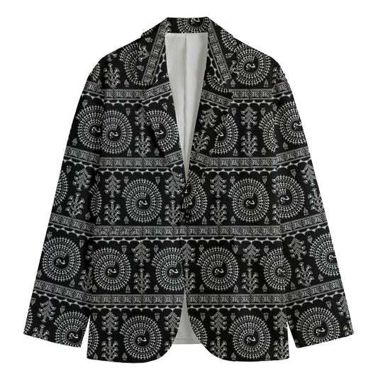 Black And White Warli Tribal Print Men's Blazer