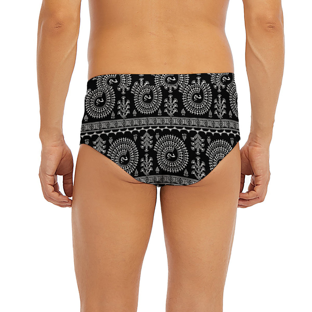 Black And White Warli Tribal Print Men's Briefs